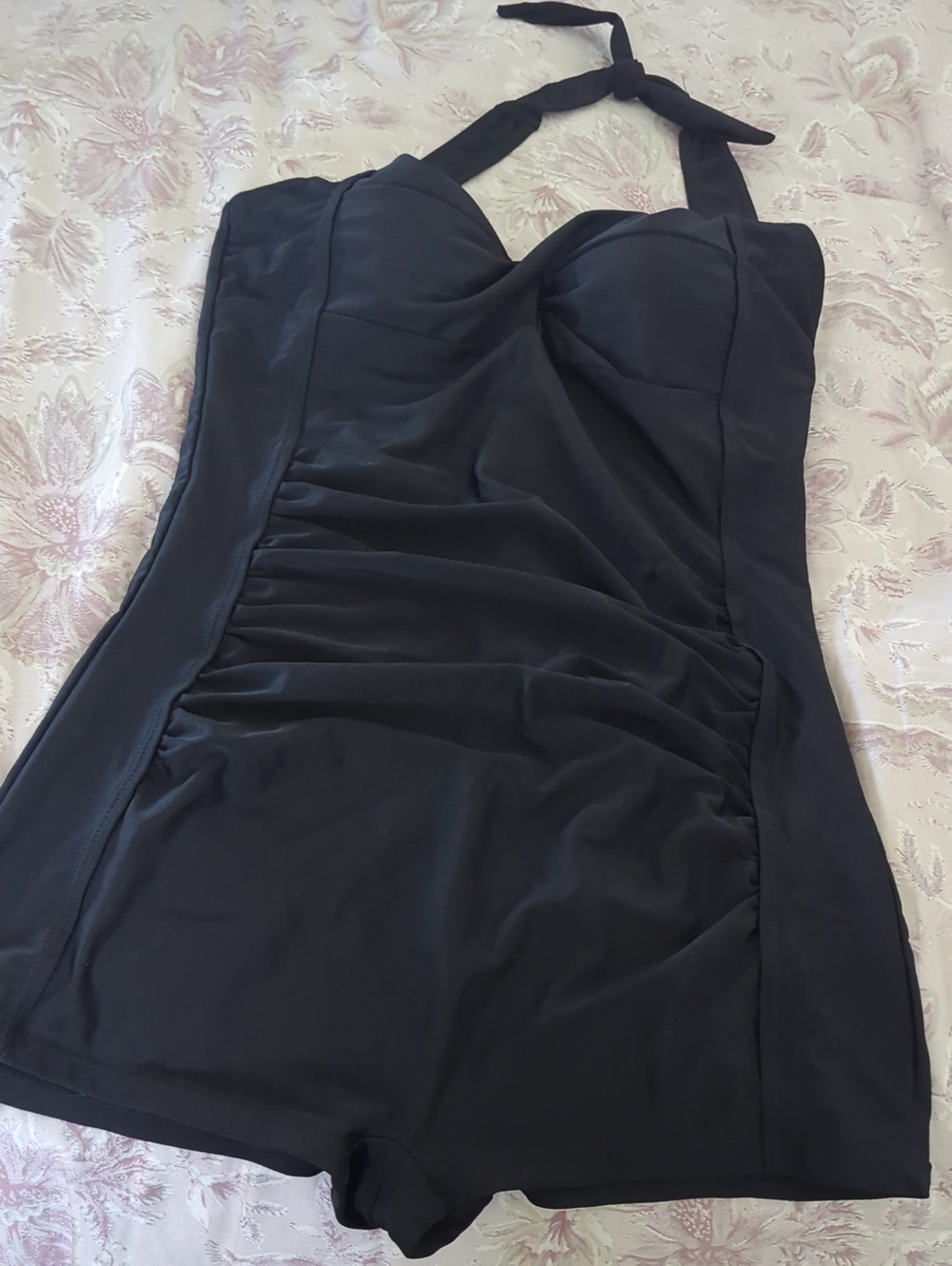 Vintage Style Halter Top One-piece Swimsuit